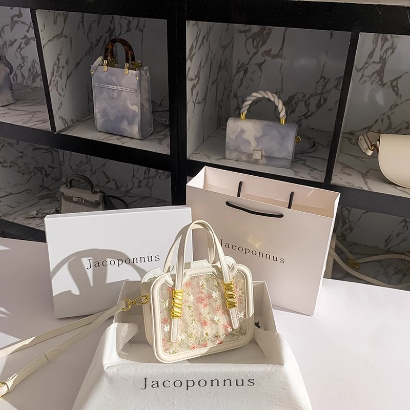 Jacoponnus® Γυναικεία Τσάντα / ώμου χειρός (Beige with pink Lace Floral) - Image 2