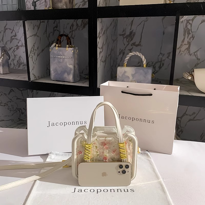 Jacoponnus® Γυναικεία Τσάντα / ώμου χειρός (Beige with pink Lace Floral) - Image 3